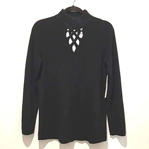 Mercer Street Studio black ribbed sweater size Large - Picture 1 of 13